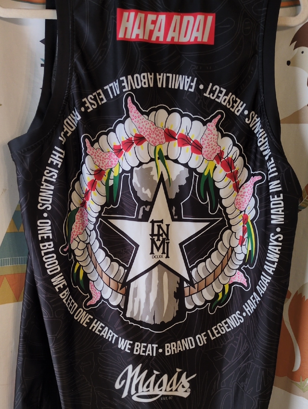 Magaschoni Black Tank Top with Multicolor Floral Graphic
